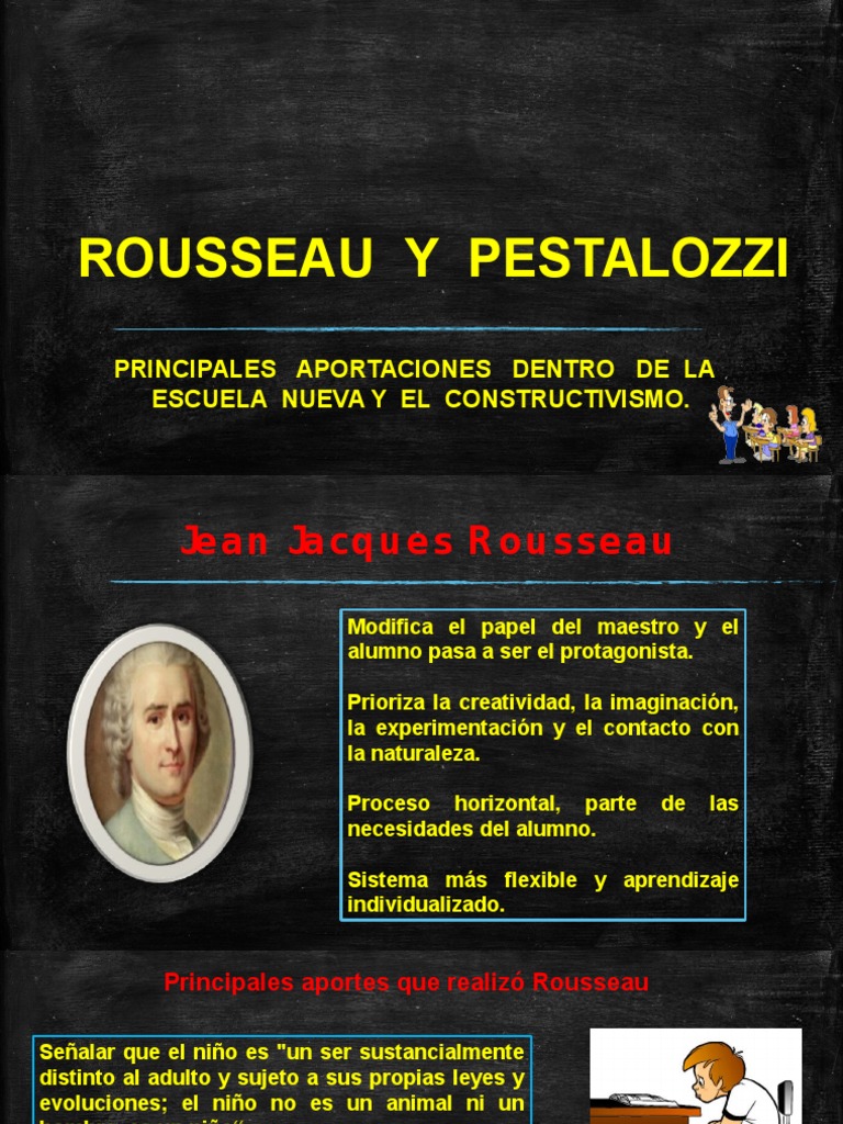 Rousseau y Pestalozzi Aportaciones Pedagógicas (2) Constructivismo (filosofía de la educación