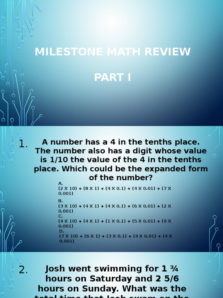 Milestone Math Review Part 1 | PDF | Fraction (Mathematics) | Arithmetic