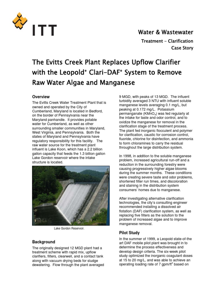 The Evitts Creek Plant Replaces Upflow Clarifier With The Leopold PDF | PDF
