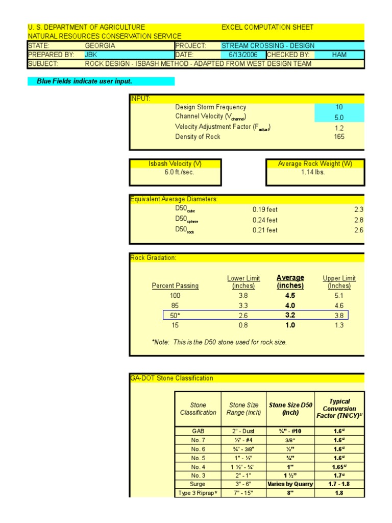 Blue Fields Indicate User Input.: Note: This Is The D50 Stone Used For ...