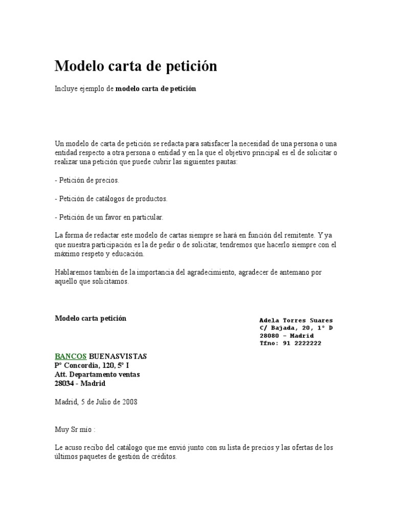Como Redactar Una Carta De Peticion Ejemplo Colección de