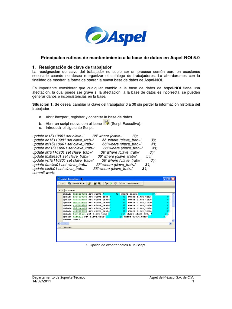 Principales Rutinas de Mantenimiento | PDF | Tabla (base de datos ...