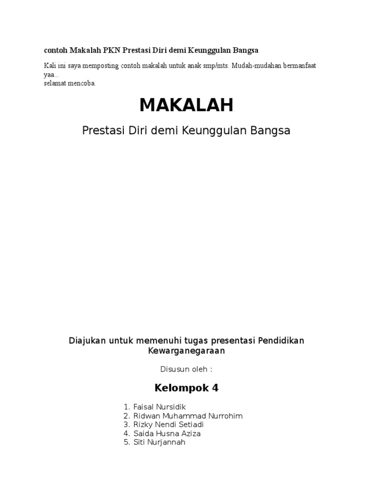 Contoh Makalah Pkn