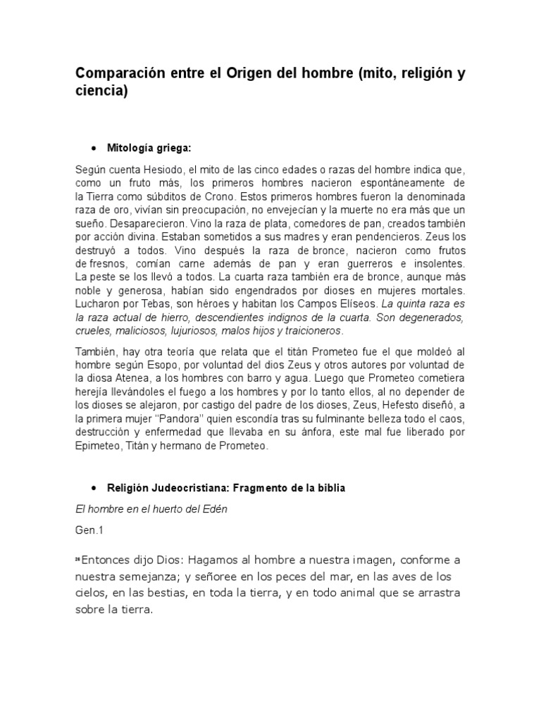 Creación Del Hombre (Mito, Religión y Ciencia) Mitología griega Homo Sapiens