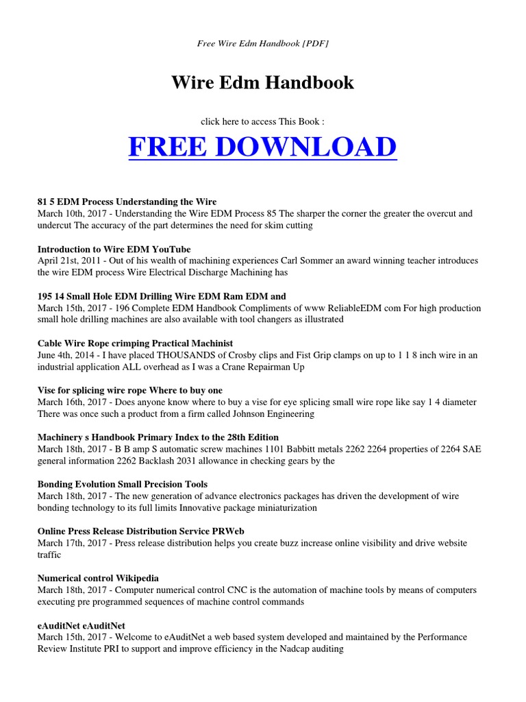Wire Edm Handbook Wire Numerical Control