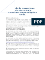 Metodos de Prevencion o Solucion de La Discriminacion Religiosa y Por Credo