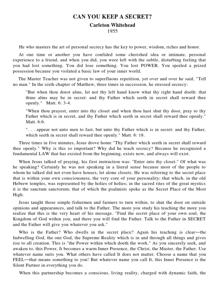Can You Keep A Secret PDF Consciousness Partnership