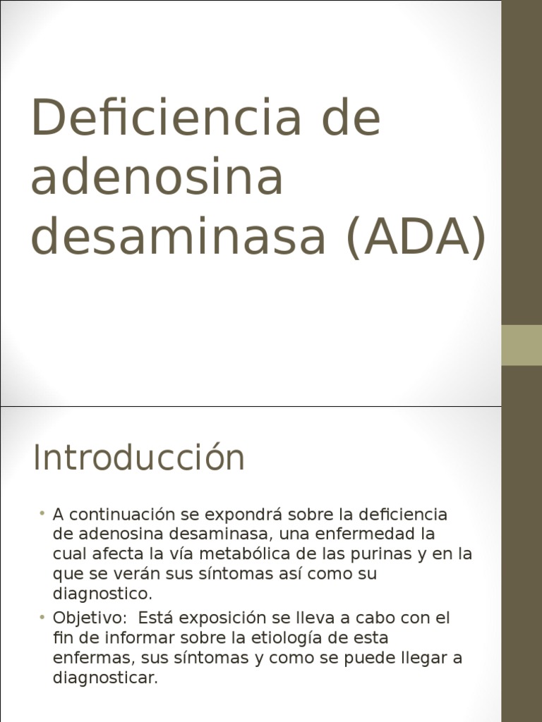 Deficiencia de ADA: Síntomas y Diagnóstico | PDF | Terapia de genes ...