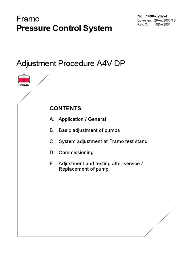 Adjustments For Framo Pumps PDF Valve Vacuum Tube