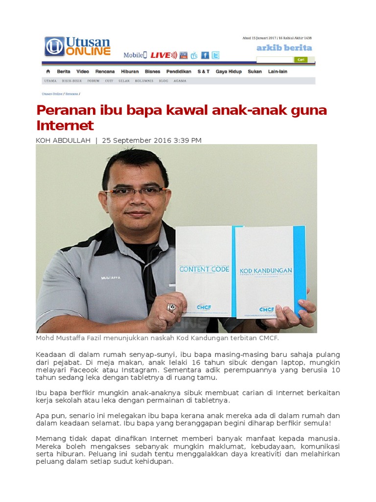 Peranan Ibu Bapa Untuk Mengawal Penggunaan Internet Dalam ...