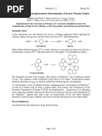 222L S11 Experiment 2 - Spectrophotometric Iron