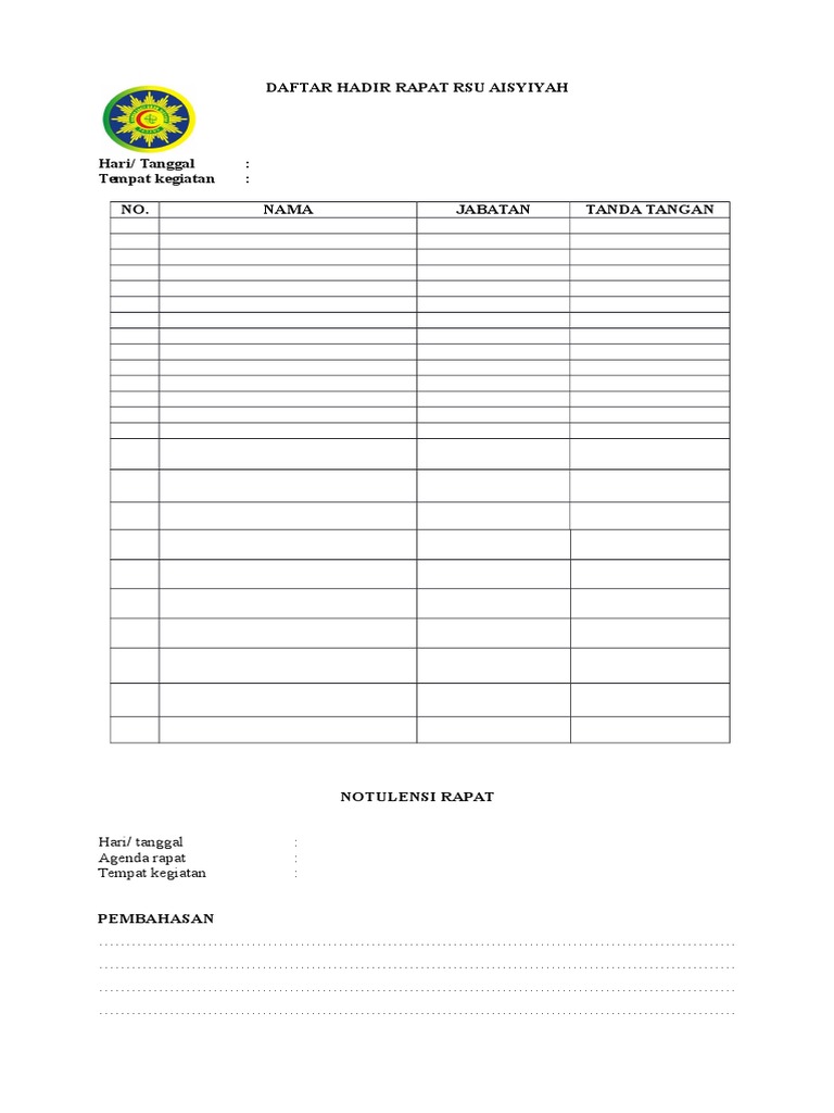 Daftar Hadir Rapat