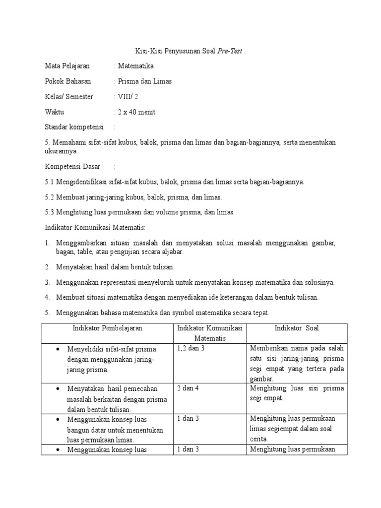 Contoh Soal Pre Test Dan Post Test - Contoh Soal Terbaru