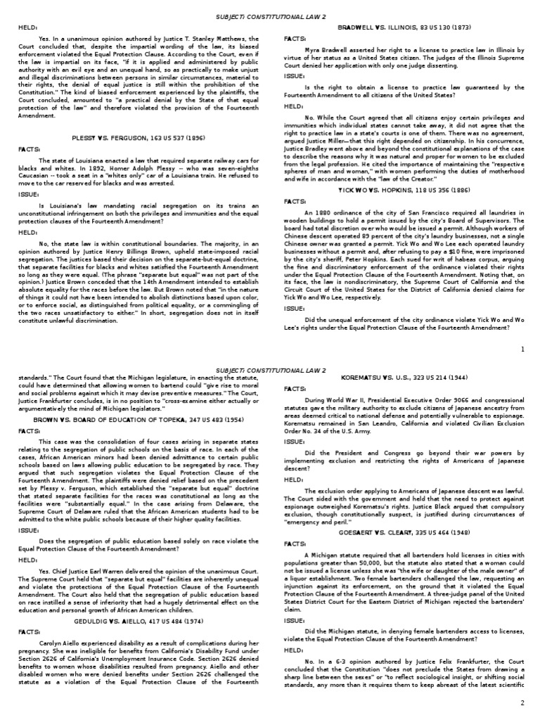 Equal Protection Clause Compiled PDF Fourteenth Amendment To The