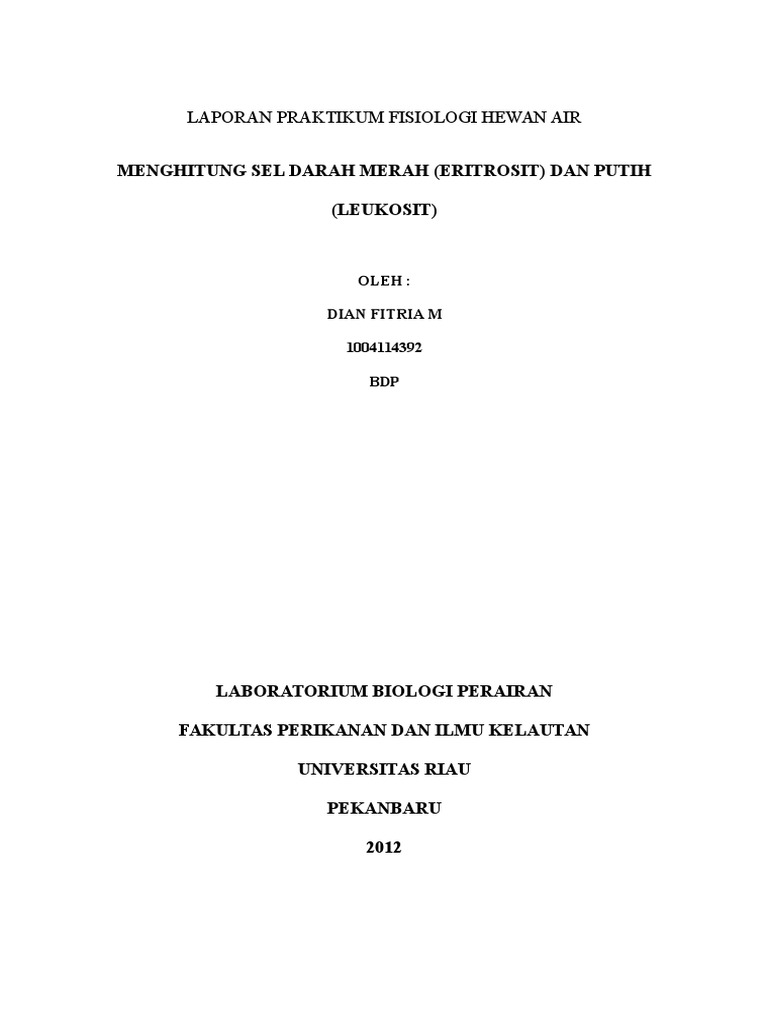 Laporan Praktikum Fisiologi Hewan Air Laporan Praktikum Fisiologi Hewan Air