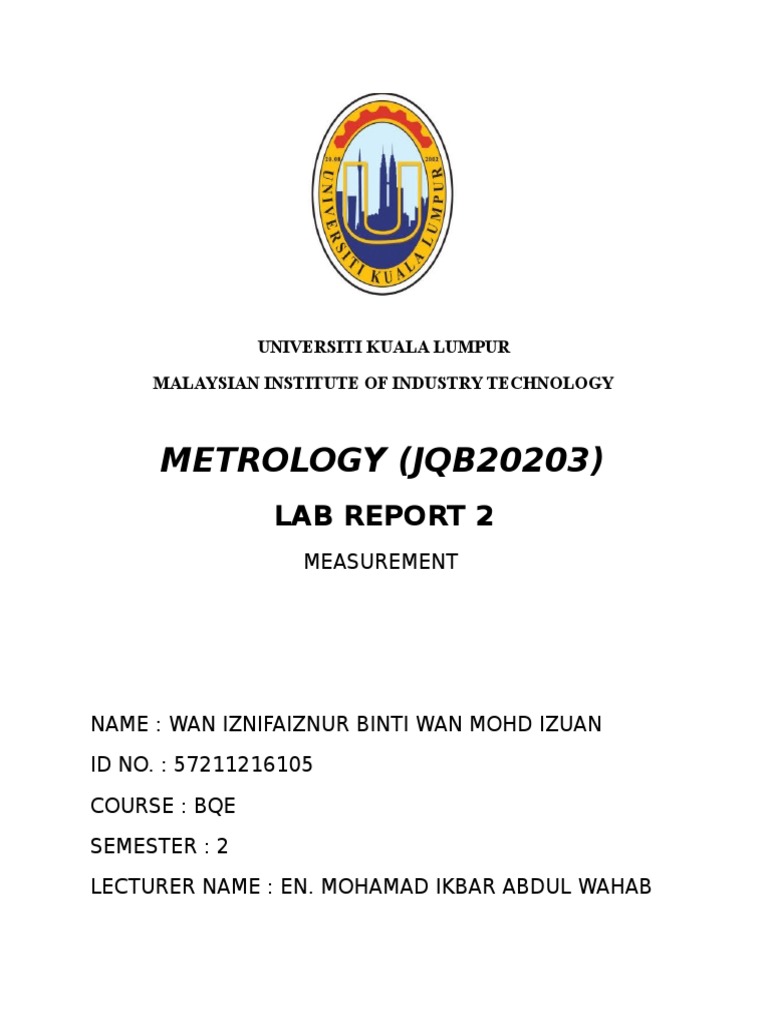 Metrology Lab Report on Caliper Use | PDF | Measuring Instrument | Tools
