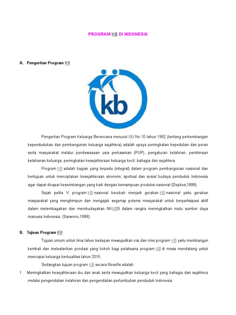 Tujuan dan Ruang Lingkup Program KB | PDF | Ilmu Sosial | Pengembangan Diri