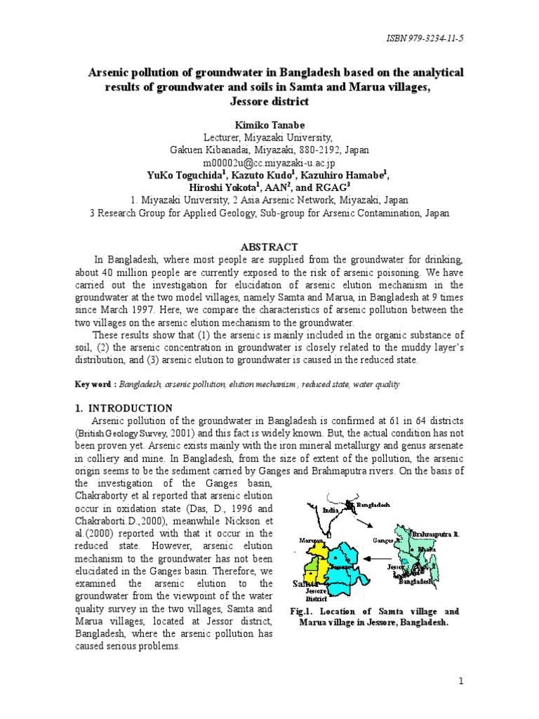 Ã Arsenic Pollution of Groundwater in Bangladesh Based On The ...