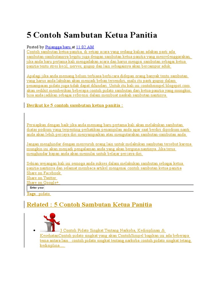 5 Contoh Sambutan Ketua Panitia