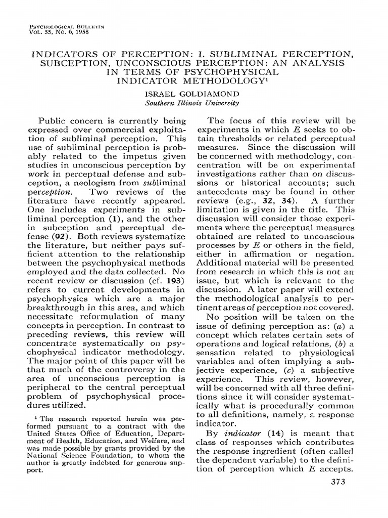 Subliminal Perception Analysis | PDF | Psychophysics | Perception