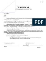Certificat de Garantie - Model CAA