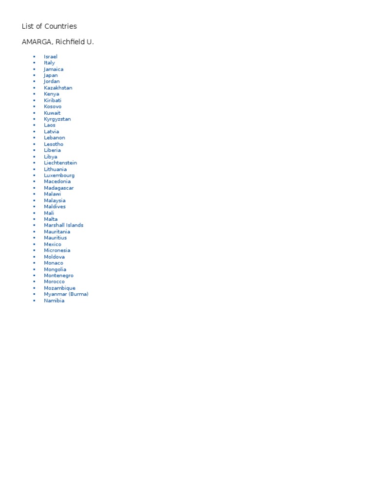 Comprehensive Country List | PDF