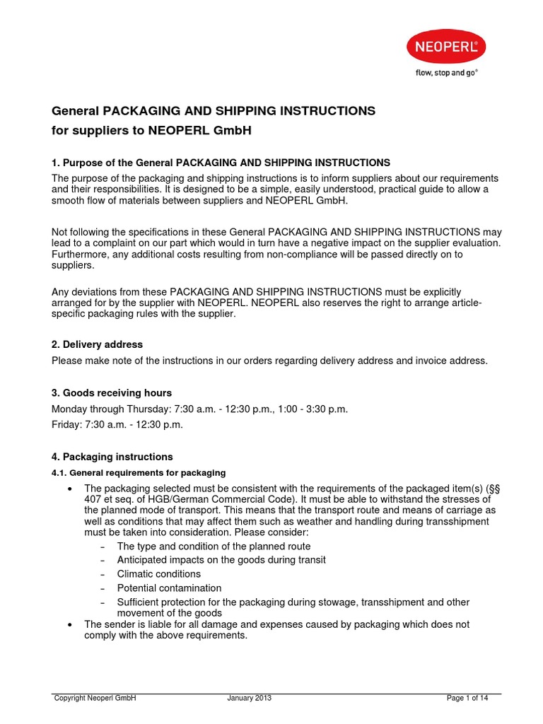 Packaging and Shipping Instructions | PDF | Pallet | Packaging And Labeling