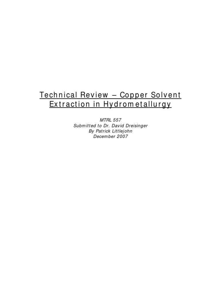 Copper Solvent Extraction Overview | PDF