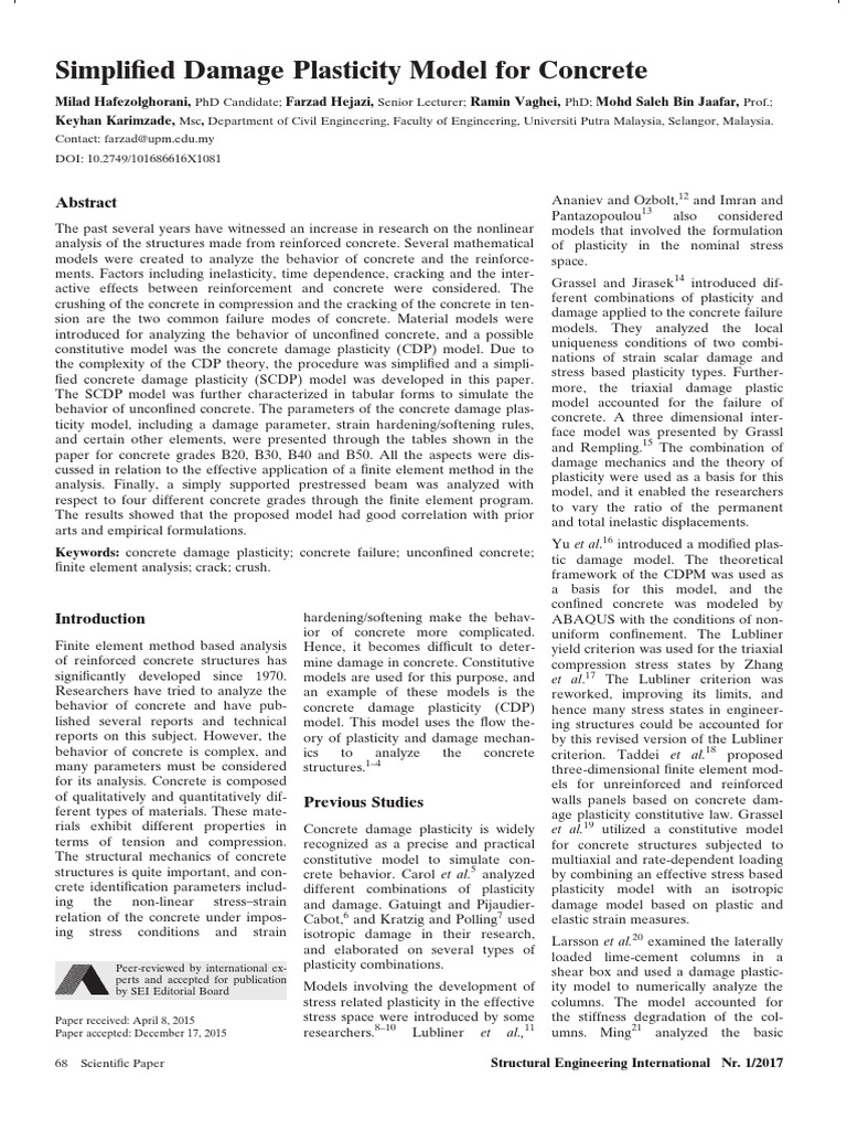 Simplified Concrete Damage Plasticity Model | PDF | Plasticity (Physics ...