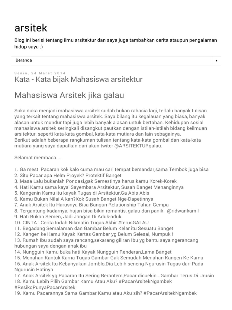 Kata Kata Bijak Mahasiswa Arsitekturpdf