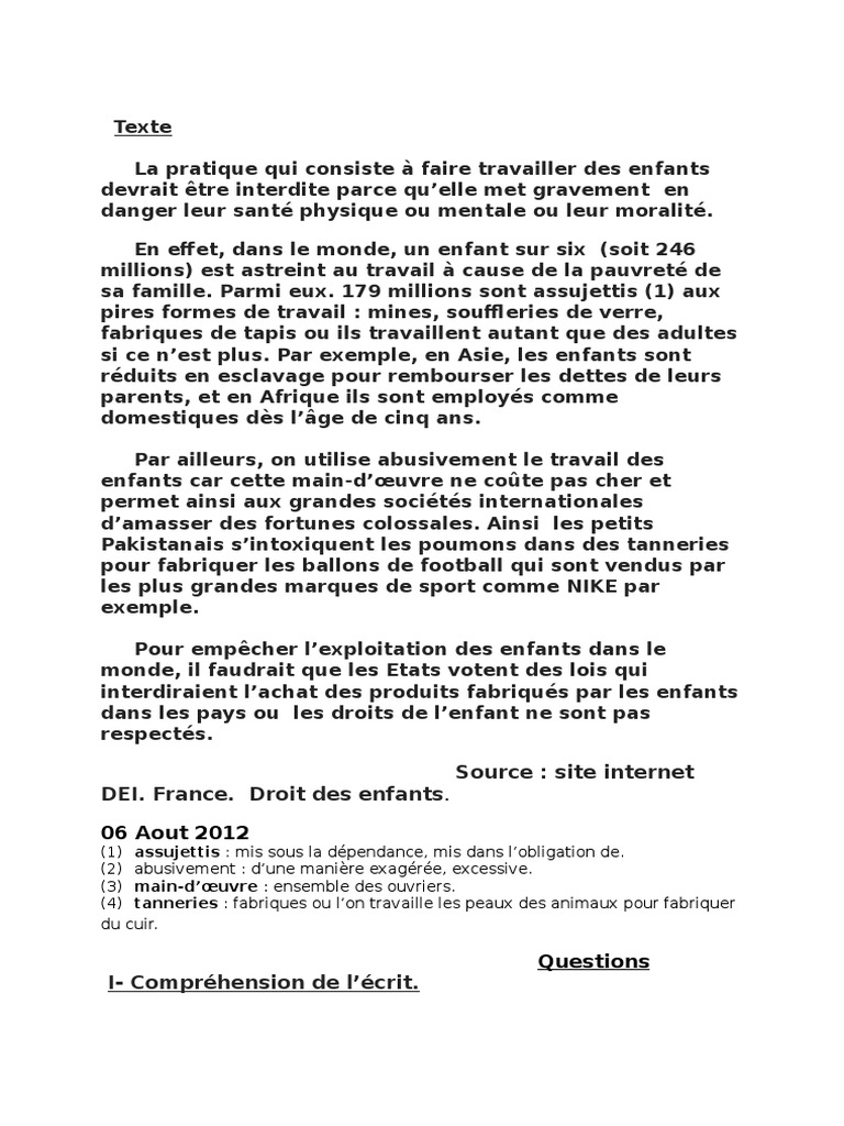 Faire Travailler Des Enfants Pdf Droits Des Enfants Travail Des Enfants