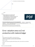 Error - Valuation Area Xxx2 Not Productive With Material Ledger