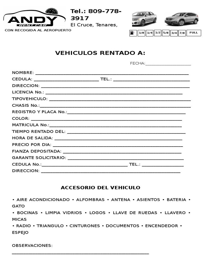 Contrato Rent Car PDF Propiedad Violación