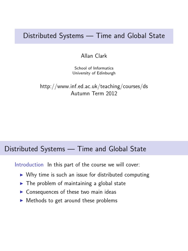 Maintaining Global Time in Distributed Systems Challenges of Clock Synchronization and