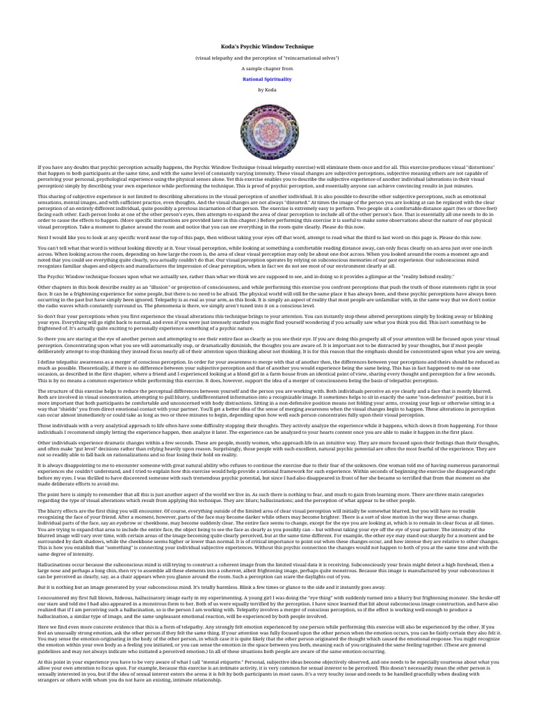 Rational Spirituality Psychic Window Technique | PDF | Telepathy ...