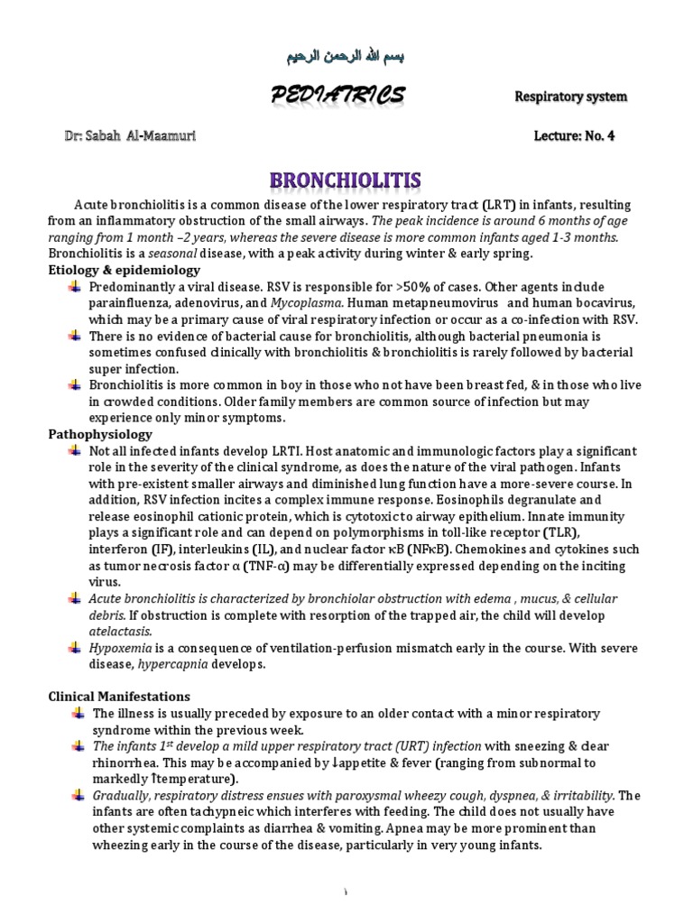 Comprehensive Review of Acute Bronchiolitis: Etiology, Pathophysiology ...