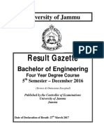 University of Jammu: Result Gazette