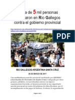Cerca de 5 Mil Personas Marcharon en Río Gallegos Contra El Gobierno Provincial