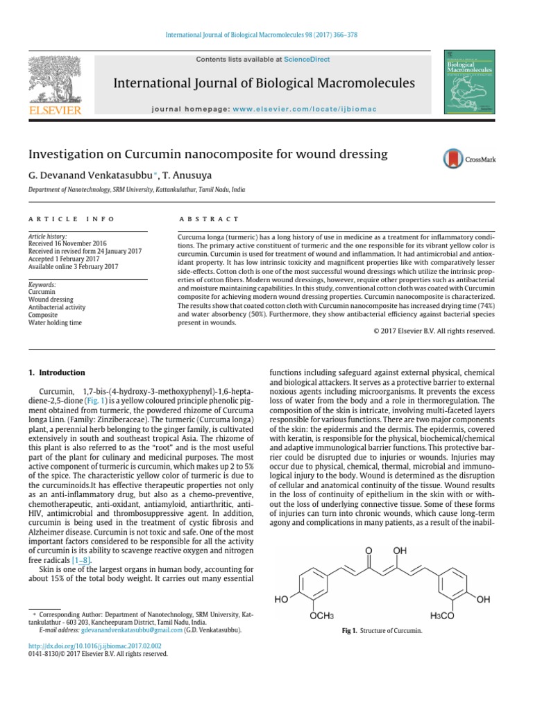 Investigation On Curcumin For Wound Dressing PDF