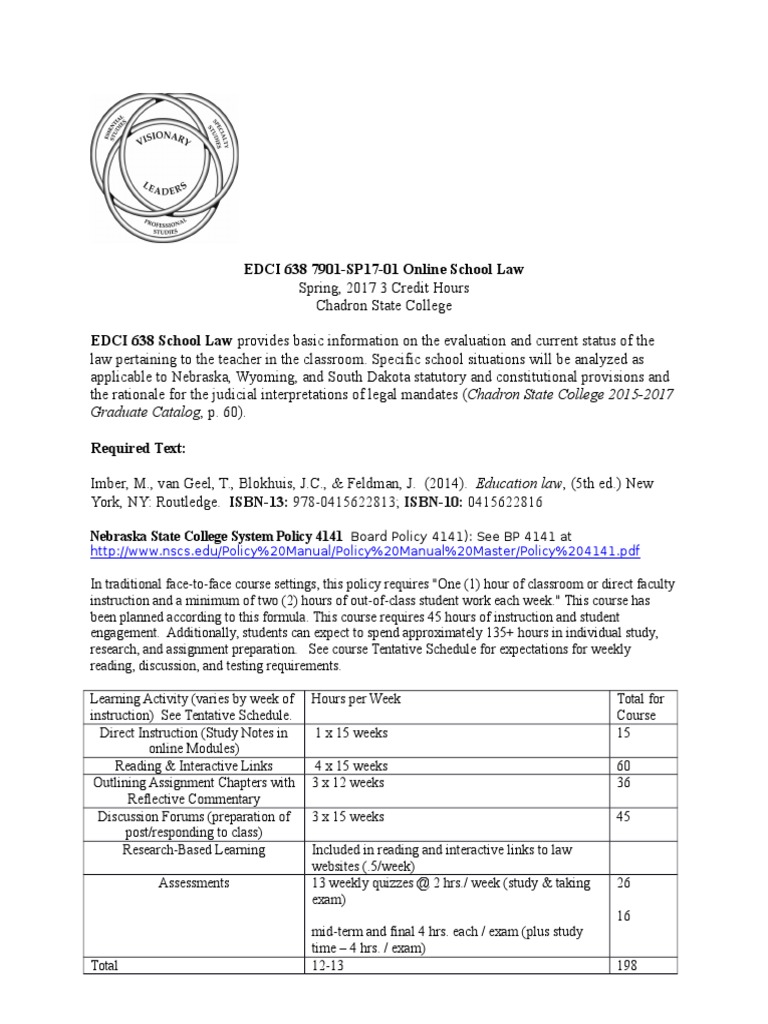 EDCI 638: School Law Overview | PDF | Learning | Curriculum