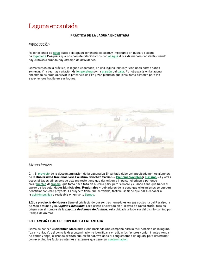 Historia y Leyenda de la Laguna Encantada | PDF | Agua | Ph