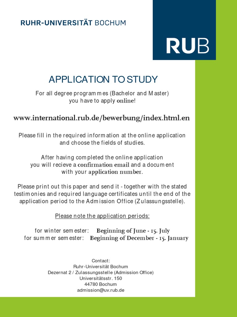 Application at Rub - Information | PDF