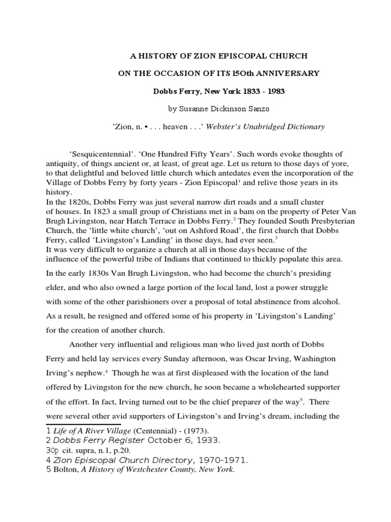 A History of Zion Episcopal Church On The Occasion of Its L5Oth