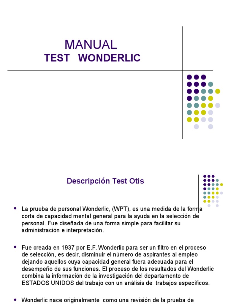 Manual Wonderlic | PDF | Conceptos psicologicos | Epistemología