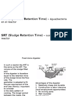 HRT (Hydraulic Retention Time) - : Água/bacteria en El Reactor