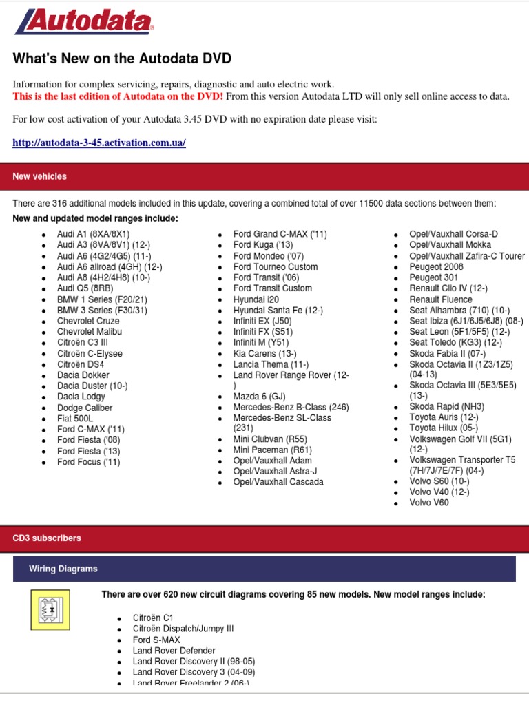 What's New in Autodata 3.45 PDF | PDF | Chevrolet | Industries