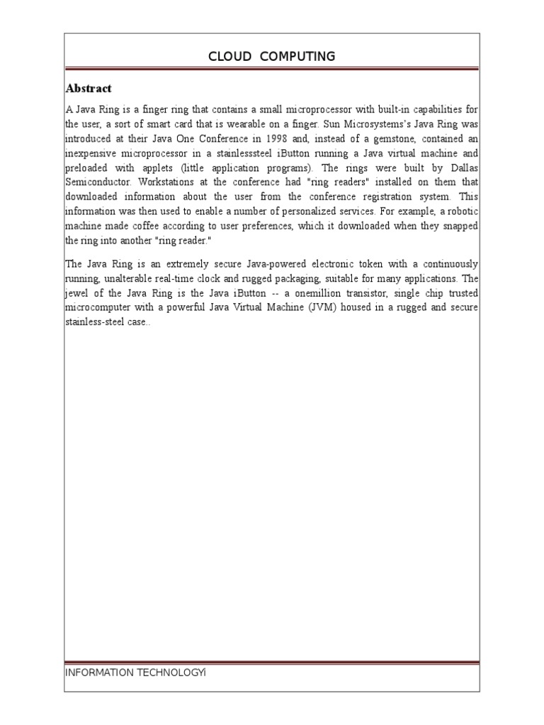 Java Ring: Smart Wearable Tech | PDF
