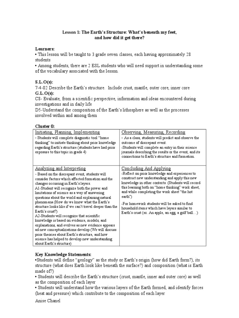 7-4-02 - Structure of The Earth - Lesson | PDF | Earth | Planetary Core