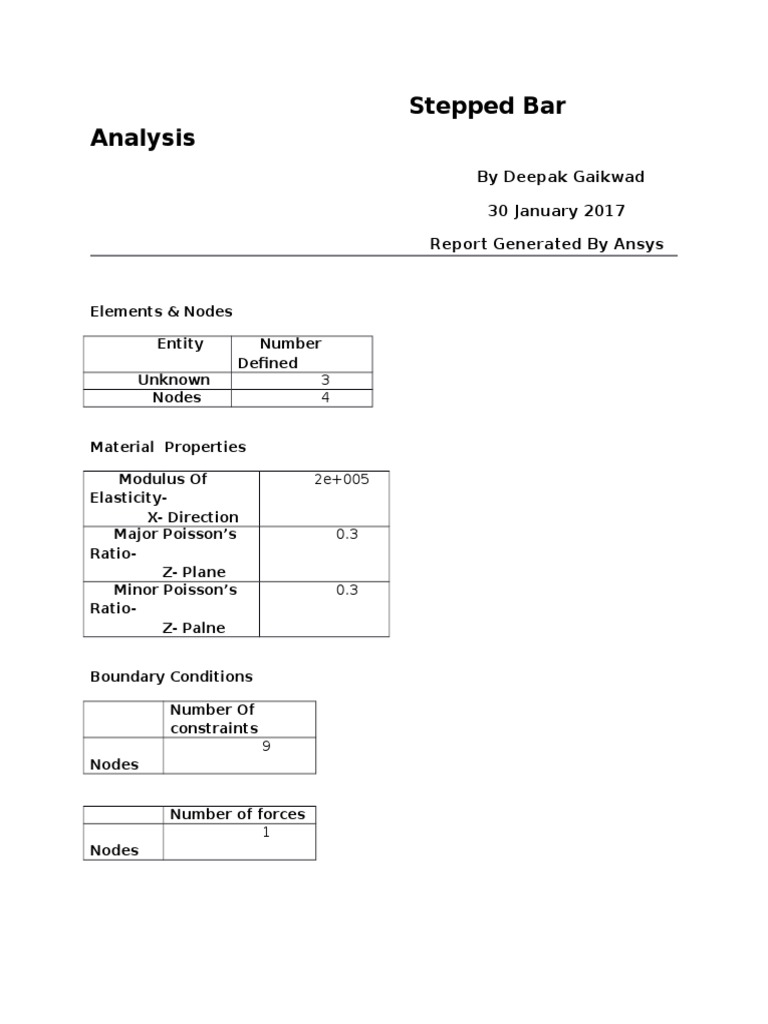 Stepped Bar Analysis Report | PDF