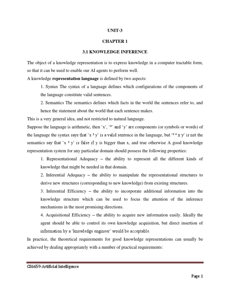 CS6659 AI UNIT 3 Notes | PDF | Fuzzy Logic | Object (Computer Science)